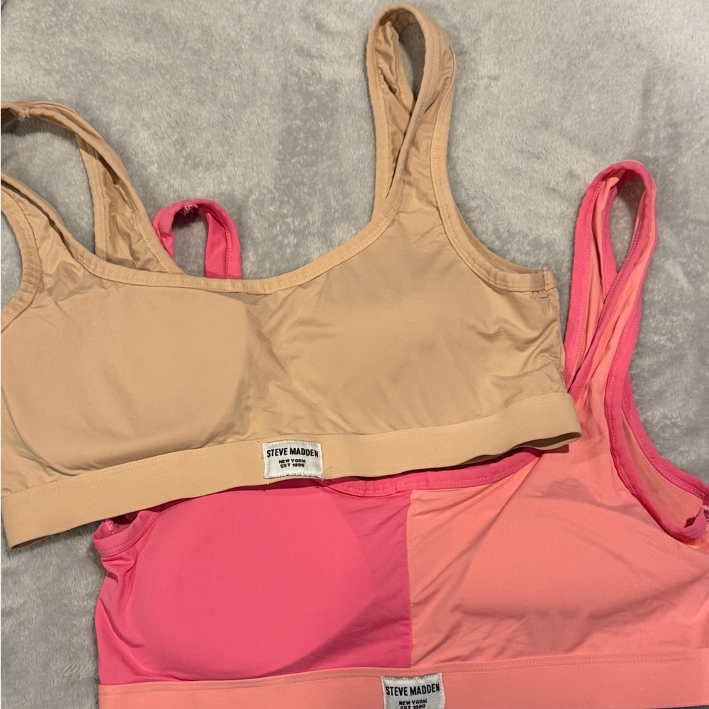 Bundle Steve Madden Pink and Tan super Soft Sports Bras size XL - Picture 3 of 8